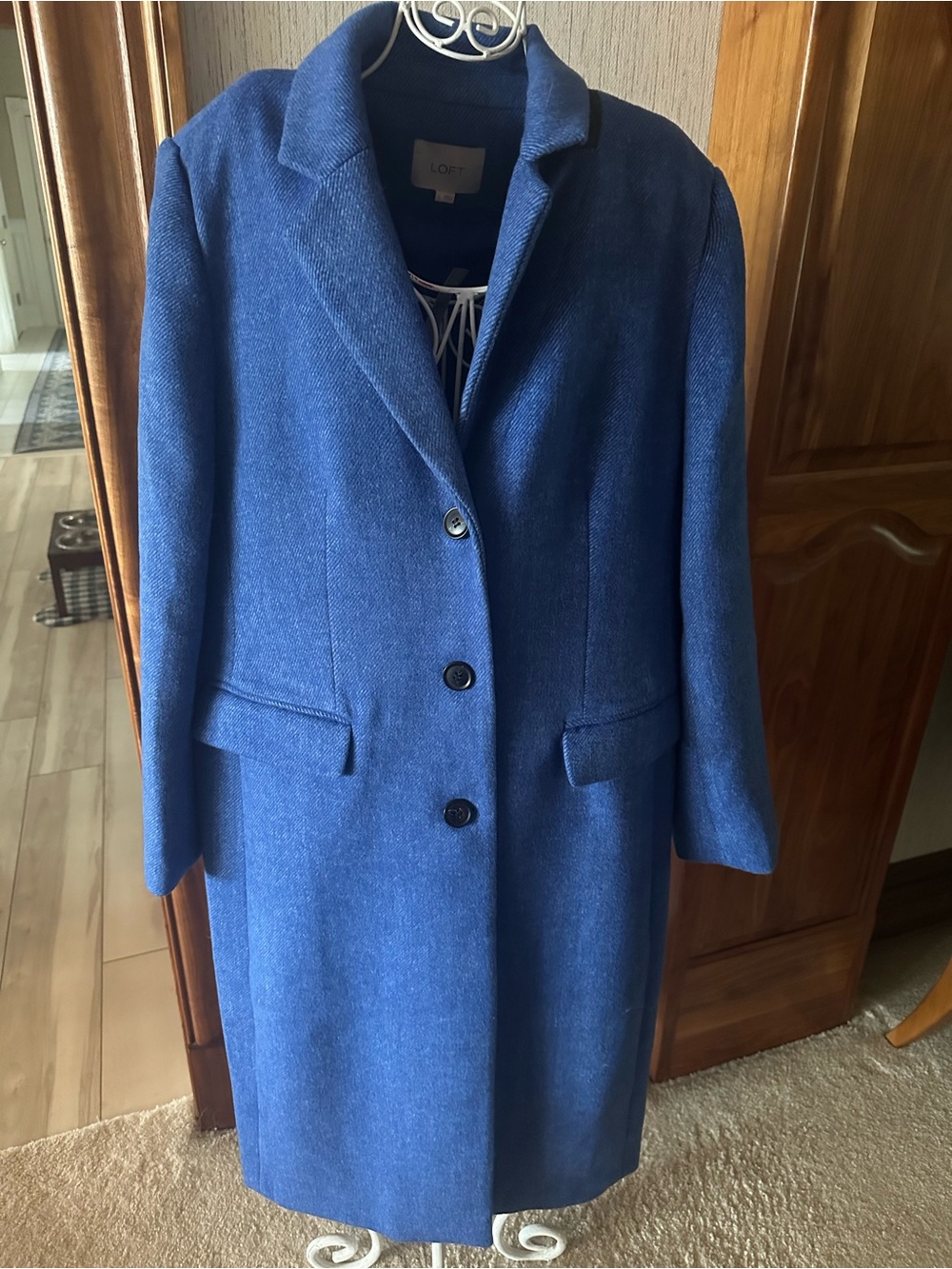 LOFT Royal Blue Single-Breasted Wool Pea Coat